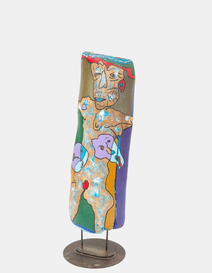 Acrylique sur bois sculpté 18x53x9